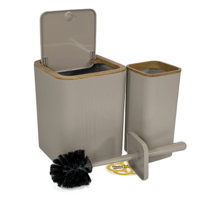 Будкрам купить Набор аксессуаров для ванной комнаты STELLA 5в1, мокко с ободком дерево OKYANUS Набор аксессуаров для ванной комнаты STELLA 5в1, мокко с ободком дерево OKYANUS 6