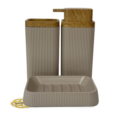 Будкрам купить Набор аксессуаров для ванной комнаты STELLA 5в1, мокко с ободком дерево OKYANUS Набор аксессуаров для ванной комнаты STELLA 5в1, мокко с ободком дерево OKYANUS 7