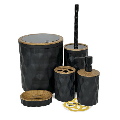 Будкрам купить Набор аксессуаров для ванной комнаты DIAMOND 5в1, черный OKYANUS