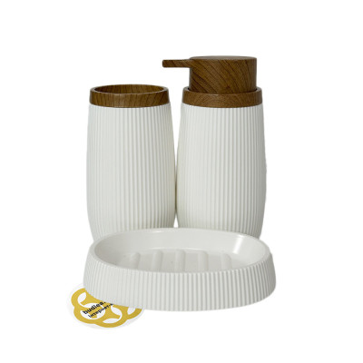 Будкрам купити Набір аксесуарів для ванної кімнати ROUND 5в1, білий OKYANUS Набір аксесуарів для ванної кімнати ROUND 5в1, білий OKYANUS 3