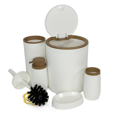 Будкрам купити Набір аксесуарів для ванної кімнати ROUND 5в1, білий OKYANUS Набір аксесуарів для ванної кімнати ROUND 5в1, білий OKYANUS 2