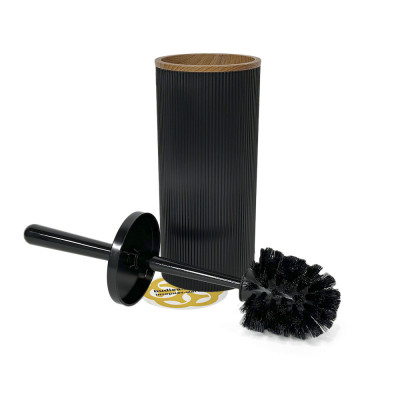 Будкрам купить Набор аксессуаров для ванной комнаты ROUND 5в1, круглый, черный, ободок дерево OKYANUS Набор аксессуаров для ванной комнаты ROUND 5в1, круглый, черный, ободок дерево OKYANUS 5