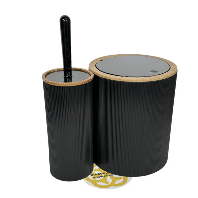 Будкрам купить Набор аксессуаров для ванной комнаты ROUND 5в1, круглый, черный, ободок дерево OKYANUS Набор аксессуаров для ванной комнаты ROUND 5в1, круглый, черный, ободок дерево OKYANUS 6