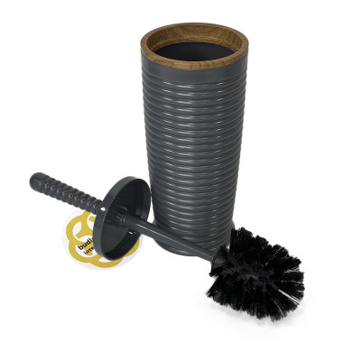 Будкрам купить Набор аксессуаров для ванной комнаты ELEGANCE 5в1, круглый, антрацит, ободок дерево OKYANUS Набор аксессуаров для ванной комнаты ELEGANCE 5в1, круглый, антрацит, ободок дерево OKYANUS 4