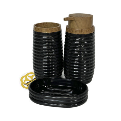 Будкрам купить Набор аксессуаров для ванной комнаты ELEGANCE 5в1, круглый, черный, ободок дерево OKYANUS Набор аксессуаров для ванной комнаты ELEGANCE 5в1, круглый, черный, ободок дерево OKYANUS 7