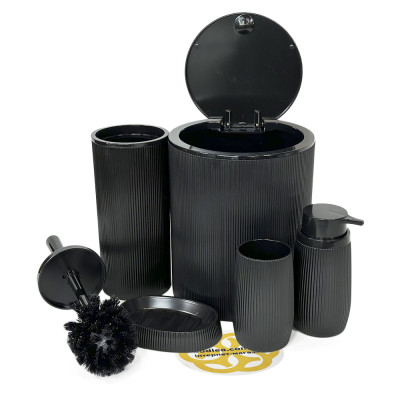 Будкрам купить Набор аксессуаров для ванной комнаты ROUND 5в1, черный OKYANUS