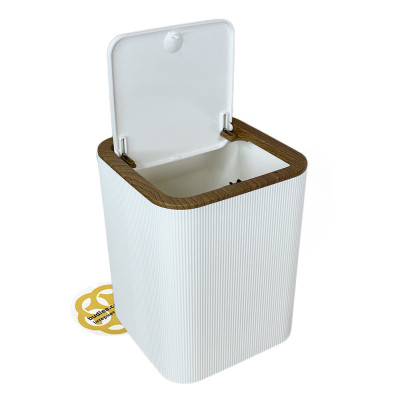 Будкрам купить Набор аксессуаров для ванной комнаты STRIPED 5в1, квадратный, белый, ободок дерево OKYANUS Набор аксессуаров для ванной комнаты STRIPED 5в1, квадратный, белый, ободок дерево OKYANUS 4