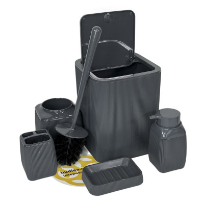 Будкрам купить Набор аксессуаров для ванной комнаты STRIPED 5в1, квадратный, антрацит OKYANUS Набор аксессуаров для ванной комнаты STRIPED 5в1, квадратный, антрацит OKYANUS 10