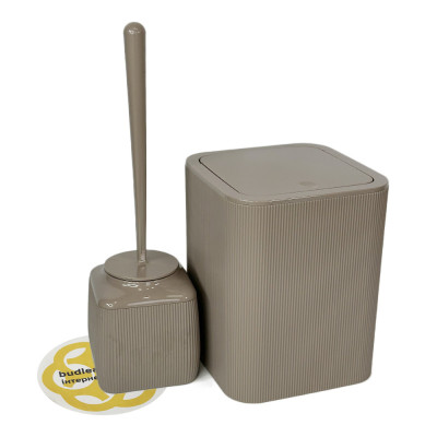 Будкрам купить Набор аксессуаров для ванной комнаты STRIPED 5в1, квадратный, мокко  OKYANUS Набор аксессуаров для ванной комнаты STRIPED 5в1, квадратный, мокко  OKYANUS 6