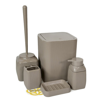 Будкрам купить Набор аксессуаров для ванной комнаты STRIPED 5в1, квадратный, мокко  OKYANUS