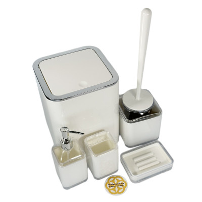 Будкрам купить Набор аксессуаров для ванной комнаты Baskili 5в1, квадратный OKYANUS