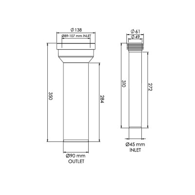 Будкрам купить Комплект патрубков Ø90х350+Ø45х310 мм для подвесного унитаза, черный Sanpreis Комплект патрубков Ø90х350+Ø45х310 мм для подвесного унитаза, черный Sanpreis 2