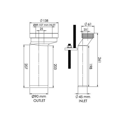 Будкрам купить Комплект патрубков Ø90+Ø45х261 мм с эксцентриком 25 мм для подвесного унитаза, черный Sanpreis Комплект патрубков Ø90+Ø45х261 мм с эксцентриком 25 мм для подвесного унитаза, черный Sanpreis 2