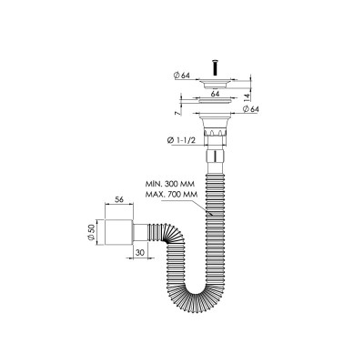 Будкрам купить Сифон для раковины Ø64 выход Ø50 полипропилен, белый Sanpreis Сифон для раковины Ø64 выход Ø50 полипропилен, белый Sanpreis 2