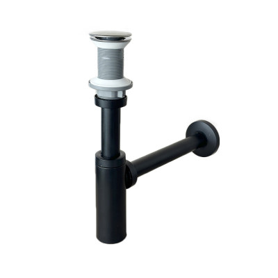 Будкрам купить Сифон для раковины с клапаном MOON 1-1/4" универсальный 200-250 мм, круглый, черный Sanpreis