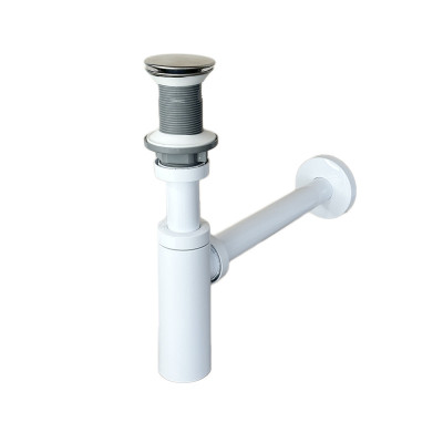 Будкрам купить Сифон для раковины с клапаном MOON 1-1/4" универсальный 200-250 мм, круглый, белый Sanpreis