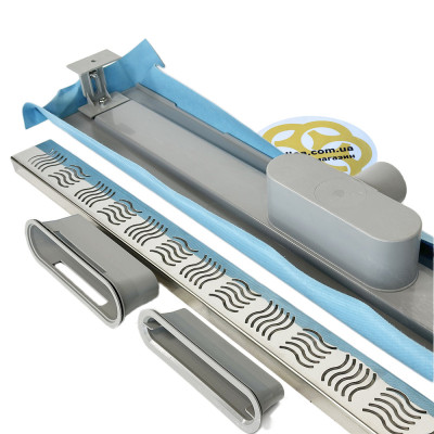 Будкрам купить Душевой канал STANDART LINE 80 см,  горизонтальный, с мембраной, решетка волна Sanpreis Душевой канал STANDART LINE 80 см,  горизонтальный, с мембраной, решетка волна Sanpreis 2