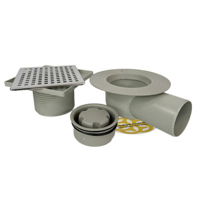 Будкрам купить Трап для балкона и террасы 15х15 см, горизонтальный выход DN70, комбинированный затвор, решетка квадрат Sanpreis Трап для балкона и террасы 15х15 см, горизонтальный выход DN70, комбинированный затвор, решетка квадрат Sanpreis 4