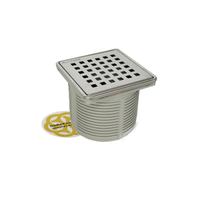 Будкрам купить Надставной элемент для трапа 10х10 см, вертикальный выход DN100, комбинированный затвор, с решеткой из  нержавеющей стали Sanpreis