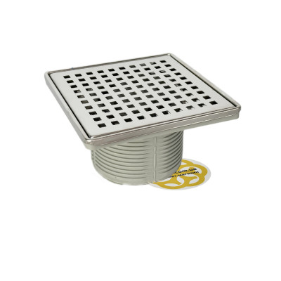 Будкрам купить Надставной элемент для трапа 15х15 см, вертикальный выход DN100, комбинированный затвор, с решеткой из  нержавеющей стали Sanpreis