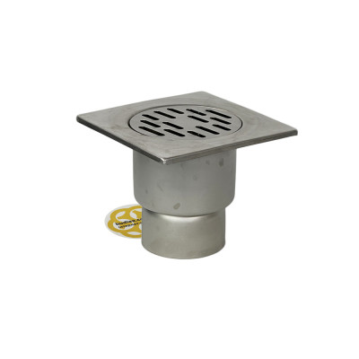 Будкрам купити Душовий трап PREMIUM 20х20 см, нержавіюча сталь, вертикальний DN70 з гідрозатвором Sanpreis