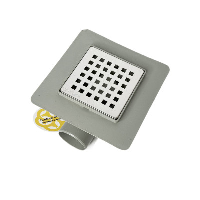 Будкрам купити Душовий трап MIDI 10x10 см, горизонтальний поворотний сифон, комбінований затвор, решітка квадрат Sanpreis