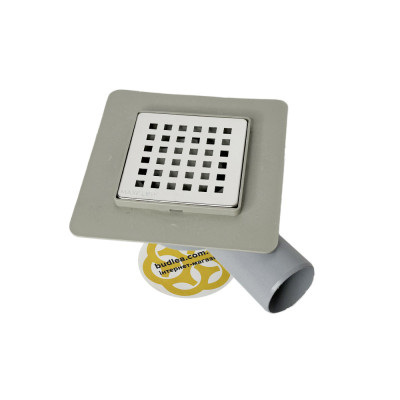 Будкрам купити Душовий трап STD 10x10 см, горизонтальний поворотний сифон, комбінований затвор, решітка квадрат Sanpreis