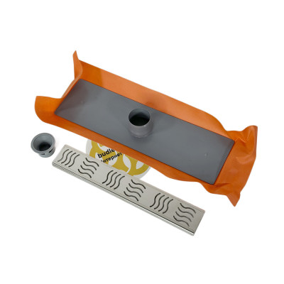 Будкрам купить Душевой трап  ECO 33 см с мембраной, вертикальный, решетка волна Sanpreis Душевой трап  ECO 33 см с мембраной, вертикальный, решетка волна Sanpreis 2