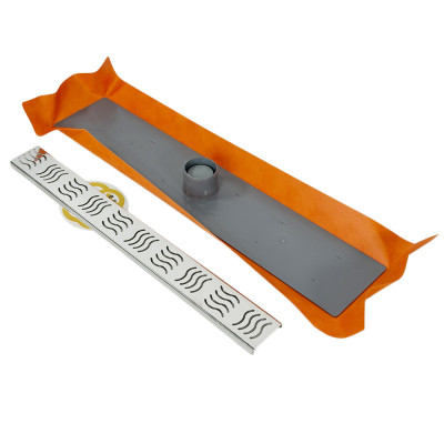 Будкрам купить Душевой трап  ECO 50 см с мембраной, вертикальный, решетка волна Sanpreis Душевой трап  ECO 50 см с мембраной, вертикальный, решетка волна Sanpreis 3