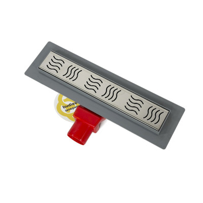 Будкрам купити Душовий трап REVOLVE 33 см з фланцем, s-сифон, горизонтальний, решітка хвиля Sanpreis