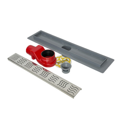 Будкрам купити Душовий трап REVOLVE 40 см з фланцем, s-сифон, горизонтальний, решітка хвиля Sanpreis Душовий трап REVOLVE 40 см з фланцем, s-сифон, горизонтальний, решітка хвиля Sanpreis 2