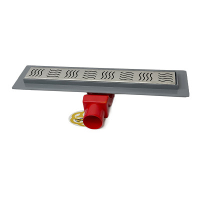 Будкрам купити Душовий трап REVOLVE 40 см з фланцем, s-сифон, горизонтальний, решітка хвиля Sanpreis Душовий трап REVOLVE 40 см з фланцем, s-сифон, горизонтальний, решітка хвиля Sanpreis 3