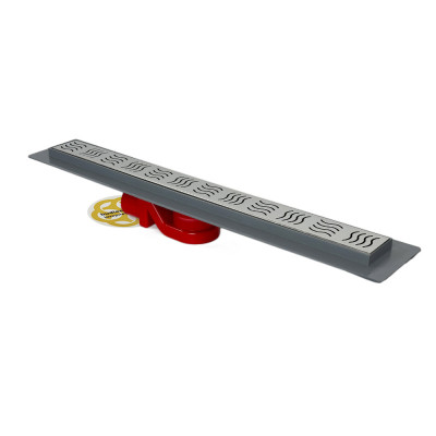 Будкрам купить Душевой трап REVOLVE 60 см с фланцем, s-сифон, горизонтальный, решетка волна Sanpreis