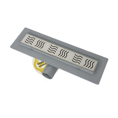 Будкрам купити Душовий трап CLASSIC 33 см з фланцем, горизонтальний, решітка хвиля Sanpreis