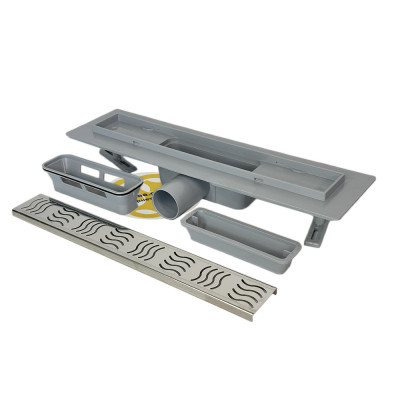 Будкрам купить Душевой трап CLASSIC 40 см с фланцем, горизонтальный, решетка волна Sanpreis Душевой трап CLASSIC 40 см с фланцем, горизонтальный, решетка волна Sanpreis 3