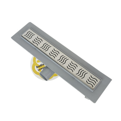 Будкрам купить Душевой трап CLASSIC 40 см с фланцем, горизонтальный, решетка волна Sanpreis Душевой трап CLASSIC 40 см с фланцем, горизонтальный, решетка волна Sanpreis 2