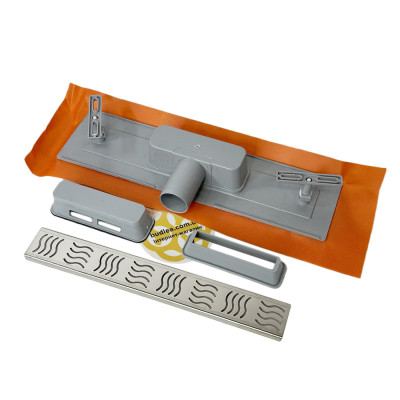 Будкрам купити Душовий трап ECO 40 см з фланцем та мембраною, горизонтальний, решітка хвиля Sanpreis Душовий трап ECO 40 см з фланцем та мембраною, горизонтальний, решітка хвиля Sanpreis 3