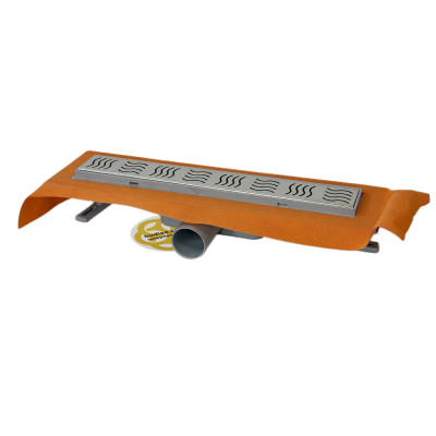 Будкрам купити Душовий трап ECO 40 см з фланцем та мембраною, горизонтальний, решітка хвиля Sanpreis