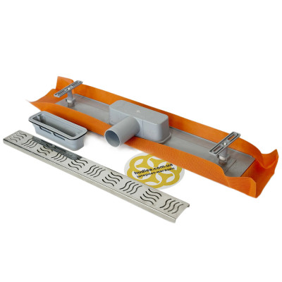 Будкрам купить Душевой трап  ECO 60 см с мембраной, горизонтальный, решетка волна Sanpreis Душевой трап  ECO 60 см с мембраной, горизонтальный, решетка волна Sanpreis 3