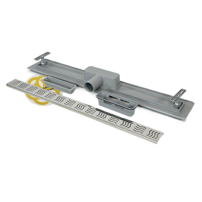 Будкрам купить Душевой трап CLASSIC 80 см с фланцем, горизонтальный, гидрозатвор, решетка волна Sanpreis Душевой трап CLASSIC 80 см с фланцем, горизонтальный, гидрозатвор, решетка волна Sanpreis 2