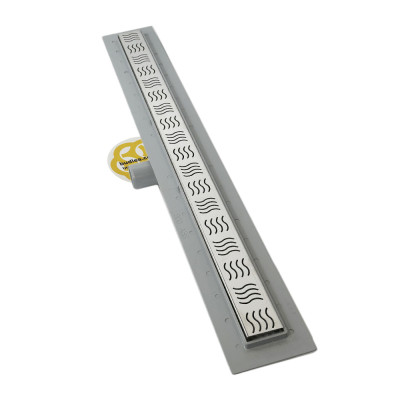 Будкрам купити Душовий трап CLASSIC 90 см з фланцем, горизонтальний, гідрозатвор, решітка хвиля Sanpreis