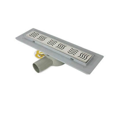 Будкрам купити Душовий трап REVOLVE 33 см з фланцем, поворотний сифон, горизонтальний, решітка хвиля Sanpreis