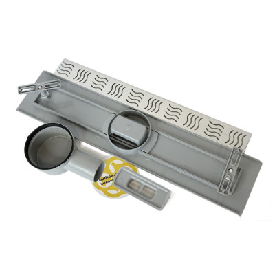 Будкрам купити Душовий трап REVOLVE 50 см з поворотним сифоном, горизонтальний, решітка хвиля Sanpreis Душовий трап REVOLVE 50 см з поворотним сифоном, горизонтальний, решітка хвиля Sanpreis 2