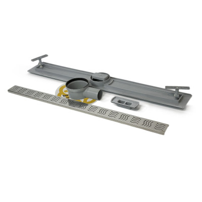 Будкрам купити Душовий трап REVOLVE 70 см з поворотним сифоном, горизонтальний, решітка хвиля Sanpreis Душовий трап REVOLVE 70 см з поворотним сифоном, горизонтальний, решітка хвиля Sanpreis 2