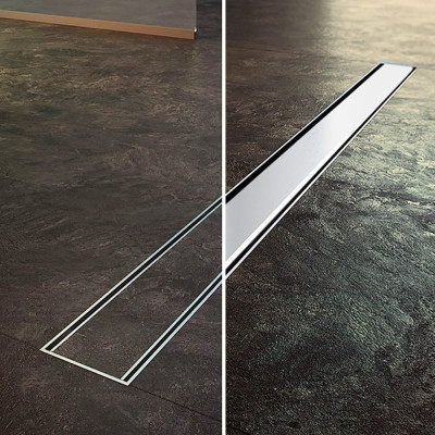 Будкрам купить Душевой трап LUNA GALA FLAMAD 40 см с фланцем, поворотный s-сифон, горизонтальный, решетка под плитку Sanpreis