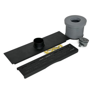 Будкрам купить Трап для душа ALFA BLACK 30 см с фланцем, вертикальный Ø100, с сухим затвором, решетка дождь, черный Sanpreis Трап для душа ALFA BLACK 30 см с фланцем, вертикальный Ø100, с сухим затвором, решетка дождь, черный Sanpreis 4