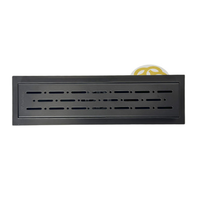 Будкрам купити Трап для душу ALFA BLACK 30 см із фланцем, вертикальний Ø50, із сухим затвором, грати дощ, чорний Sanpreis