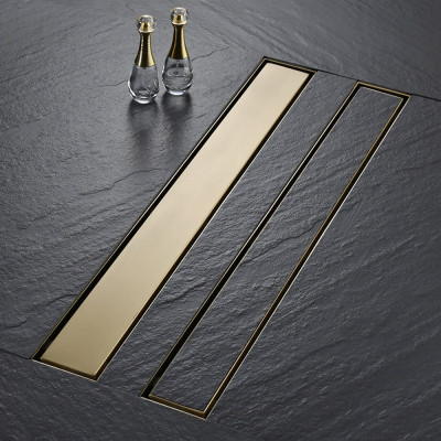 Будкрам купити Душовий трап GOLD 40 см з нержавіючої сталі, універсальний, грати під плитку, золото Sanpreis