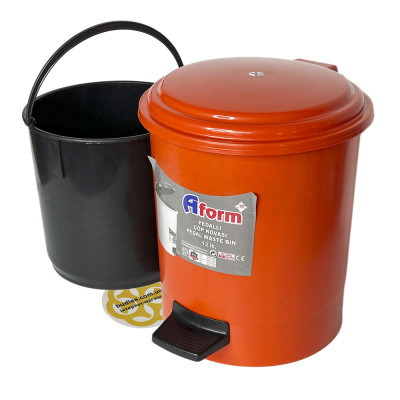 Будкрам купить Пластиковое ведро для мусора с педалью 12Л, оранжевый Afacan Plastik Пластиковое ведро для мусора с педалью 12Л, оранжевый Afacan Plastik 3