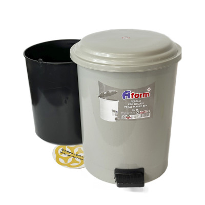 Будкрам купить Мусорное ведро с педалью 30 Л, пластик, круглое, серый Afacan Plastik Мусорное ведро с педалью 30 Л, пластик, круглое, серый Afacan Plastik 3